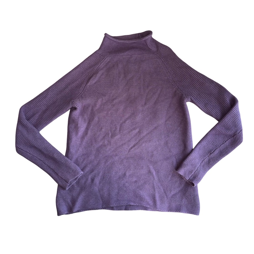 J.McLaughlin Sweater Women M Purple Excellent Mock Neck Cotton Knit Raglan
